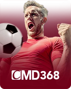 Male football player celebrating with a clenched fist beside a soccer ball and the CMD368 logo below.