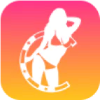 Sexy Baccarat logo icon featuring a white silhouette of a woman sitting on a crescent moon over a pink-to-orange gradient background.