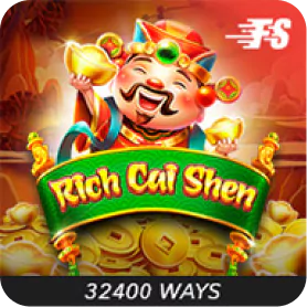 Rich Cai Shen slot game icon featuring a smiling "财神"figure holding gold ingots with a “32400 Ways” label.